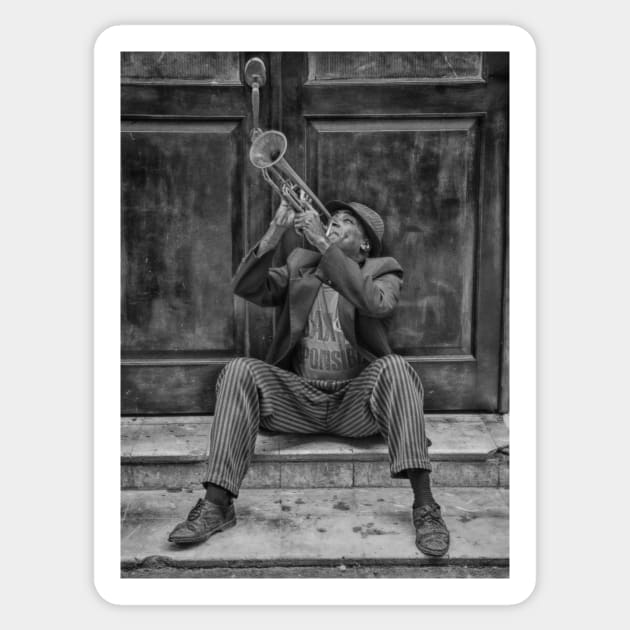 Trumpeter in the old town of Havana in Cuba Sticker by Offiinhoki